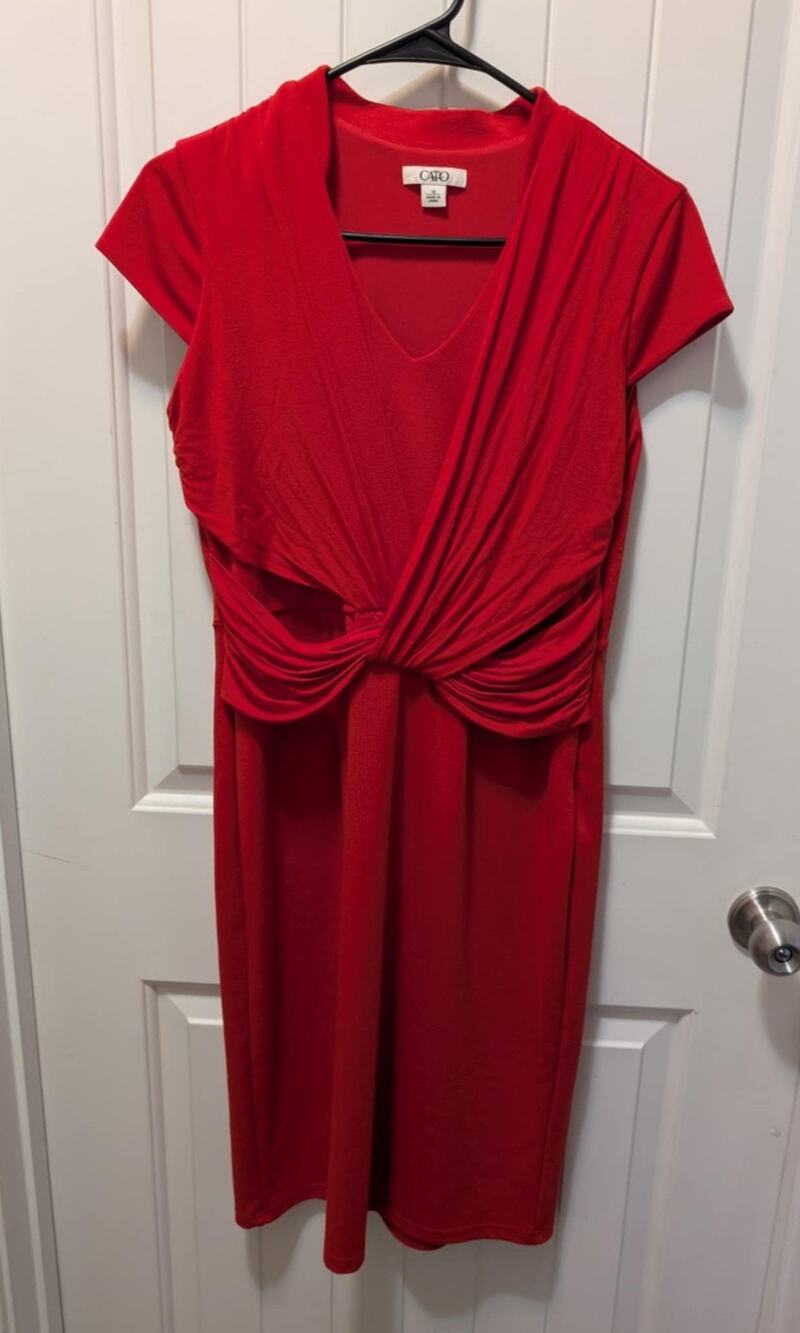 CATO Women's Size 10 Red Sleeveless V-Neck Dress Spring Summer Casual Work